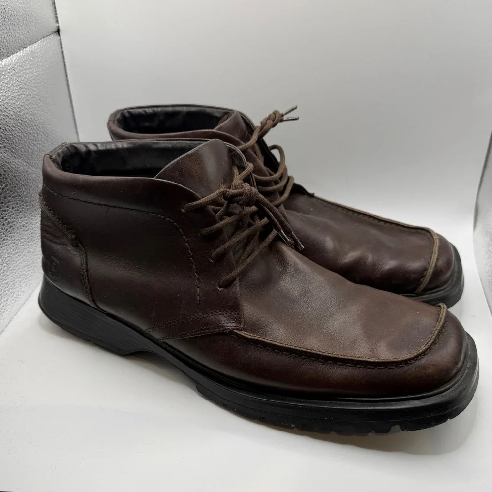 Kenneth Cole Reaction Brown Genuine Leather Moc Toe Chukka Boots Mens Size 12